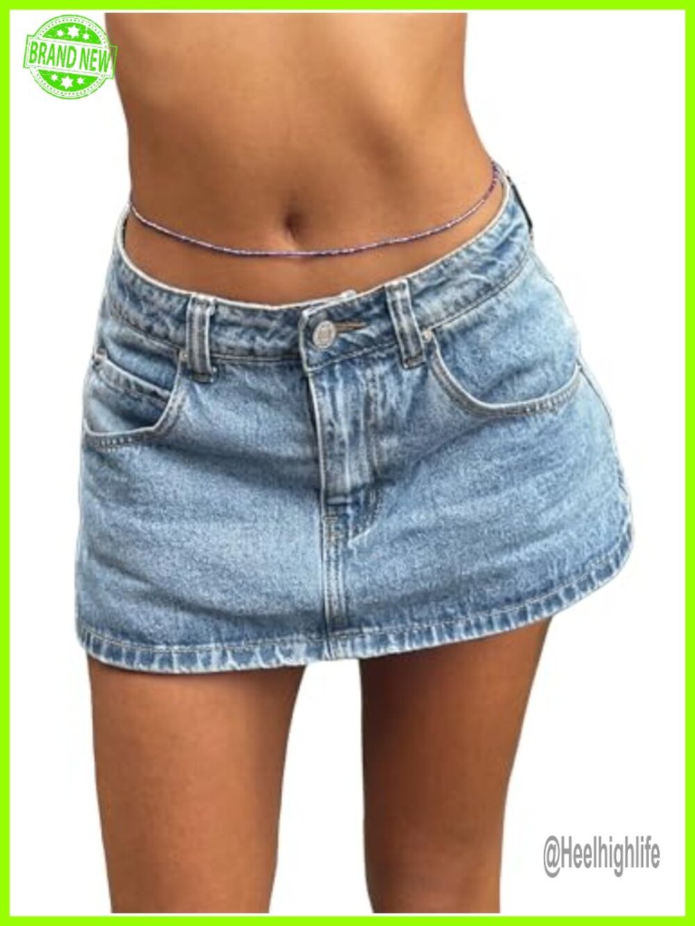 Mid Rise Denim Skort with Built-In Safety Shorts Y2K Summer Mini Jean Skirt